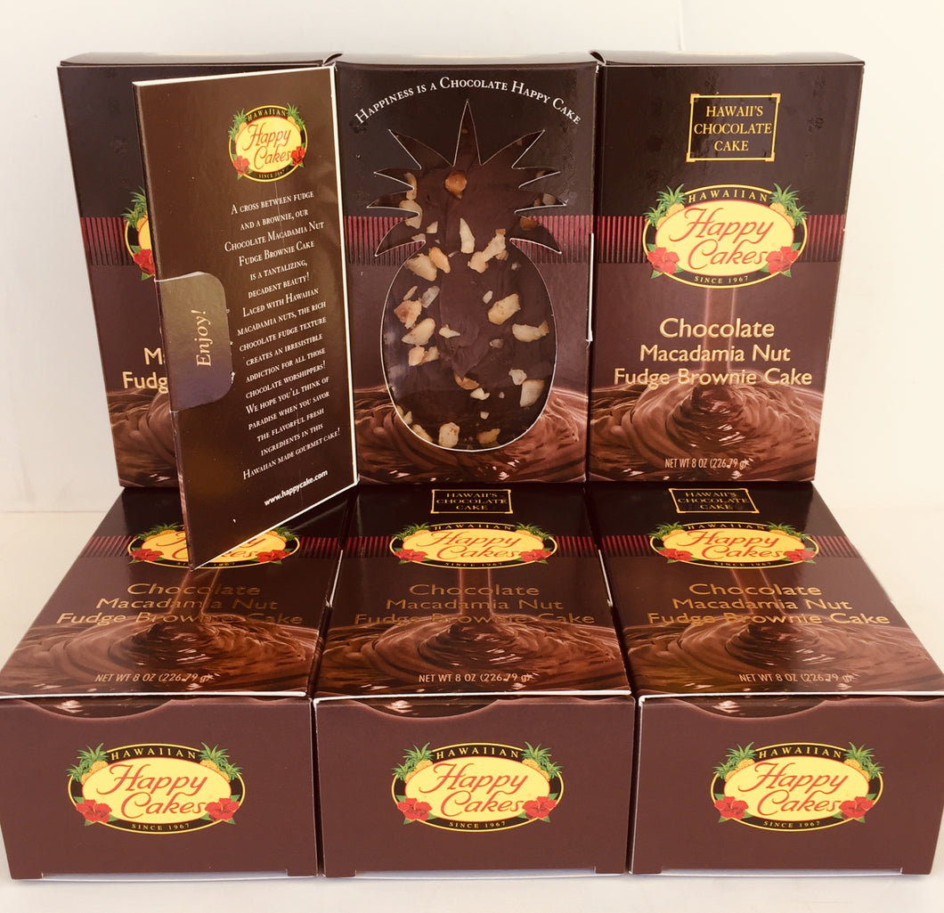 6-Pack of 8oz Chocolate Macadamia Nut Fudge Brownie Cakes